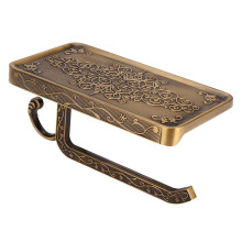 Vintage Brass Toilet Paper Holder Wall Mounted with Antique Finish and Easy Installation Kit