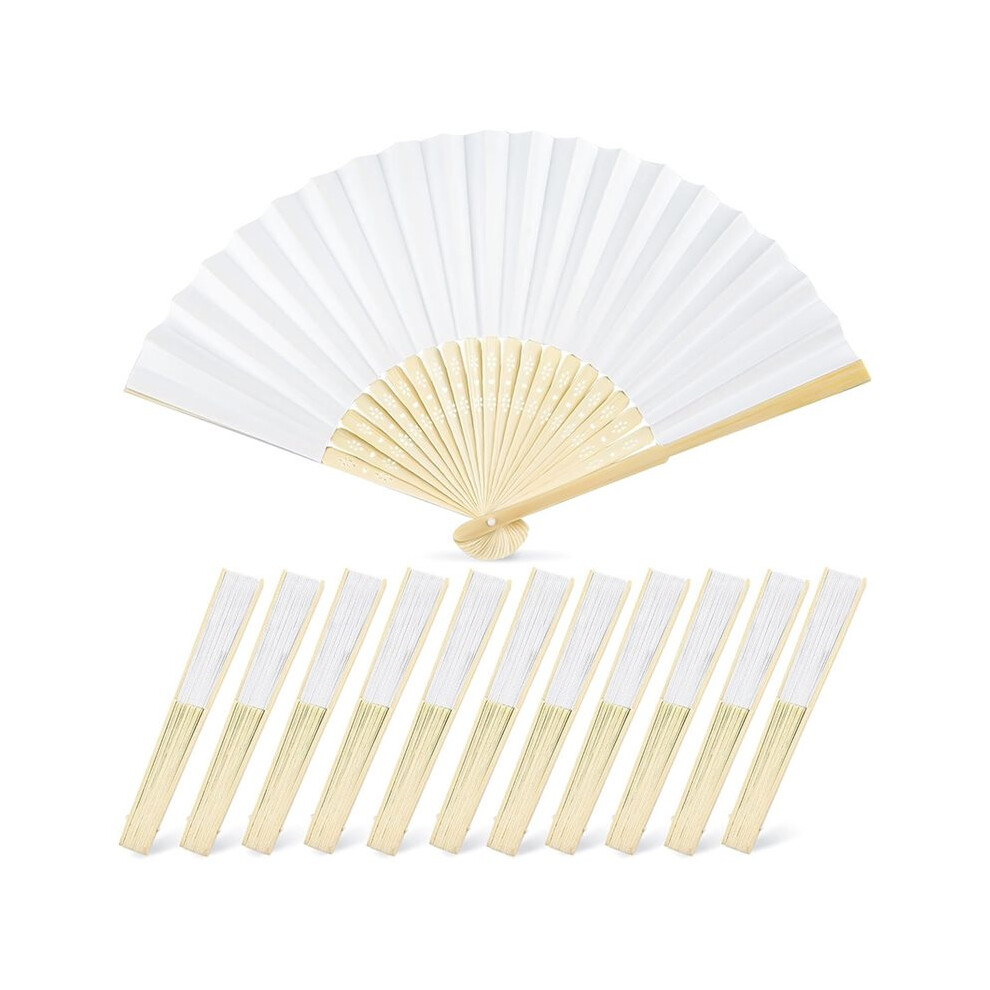12Pcs Paper Hand Fans, 8.3 Inch Foldable Bamboo Folding Fans Handheld Fan For Wedding Favors,Baby Shower, Summer Cooling 6031034924943