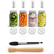 Fermentatieset voor Mason-Fermentatiepotten met Brede Opening, Inmaak-/Zuurkoolset met 4 Glazen Fermentatiegewichten