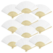 10PCS Paper Hand Fans, 8.3 Inch Foldable Bamboo Folding Fans Handheld Fan for Wedding Favors,Baby Shower, Summer Cooling