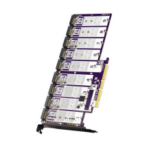 9-Bay PCIe 5.0 zu X16 M.2 Adapter, 16 Gbit/S Unterstützt 2280 NGFF SSD, Unterstützt PCIe X4/X8/X16, Unterstützt 0/1/5