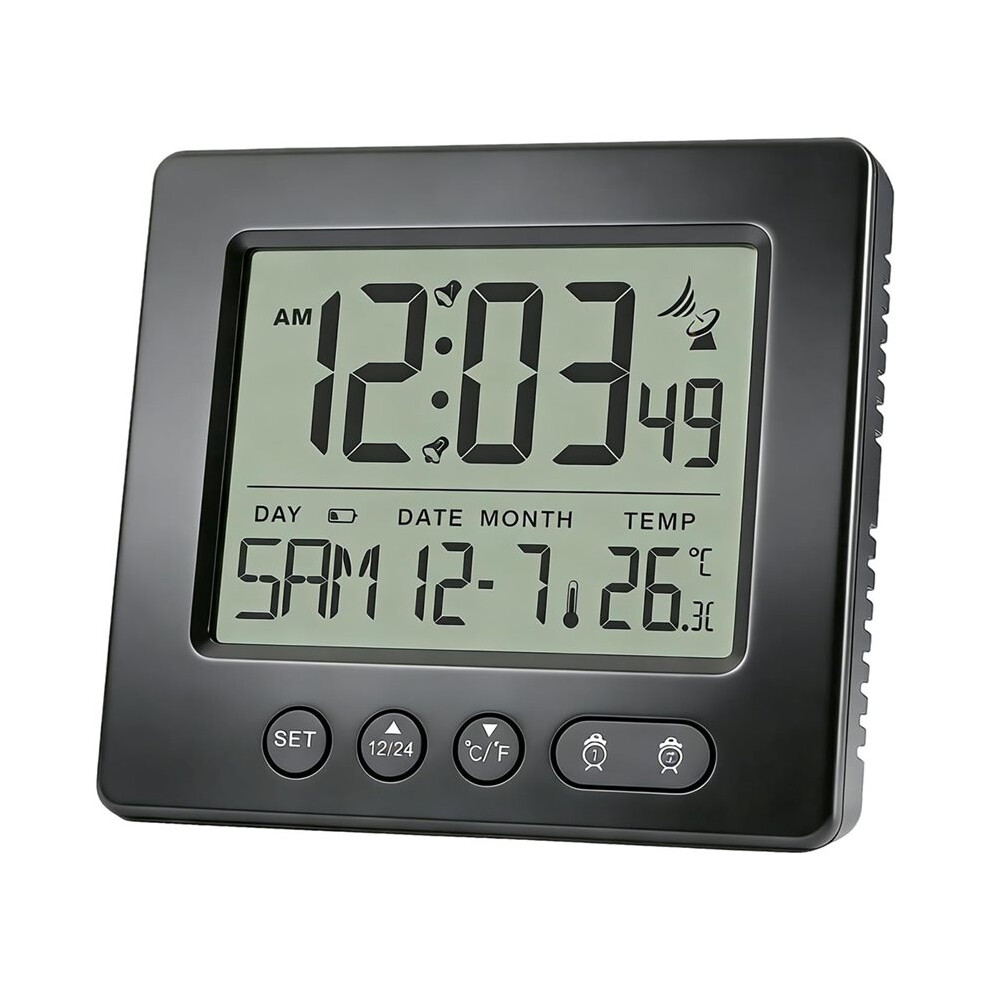 Digital Radio Alarm Clock, Radio Alarm Clock With 2 Alarm Times, Thermometer, Radio-Controlled Clock, 5-Minute 6033286494298