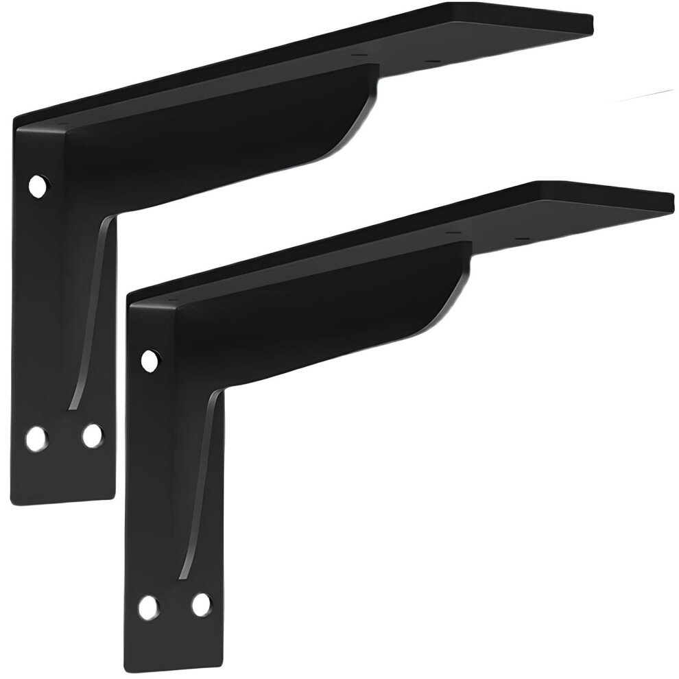 Heavy Duty Shelf Brackets 29Cm Black Metal Wall Mounted Supports With RustâResistant Finish And Welded Diagonal Reinforcement 9351714436984