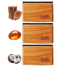 3 Stuks Houten Auto-Luchtverfrissers voor Zonneklepclip, Geuren Teak/Kokos/Amber, Langdurige Geurverwijderaar met Metalen Clip
