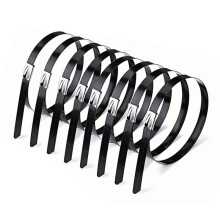 4.8x200mm 304 Stainless Steel Cable Ties 50pcs, Epoxy Coated Self-Locking for Diverse Applications