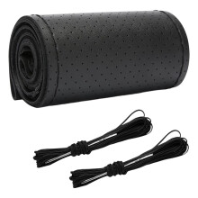Housse de Volant en Cuir, Coutures Apparentes, Protection Respirante pour Volant de Voiture de 15 Pouces de Diamètre Maximum.