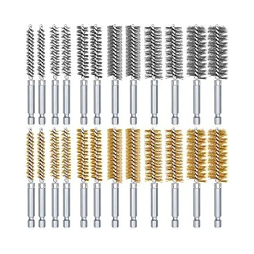 24Pcs Bore Brush For Drill Wire Bore Brush Set Wire Cleaning Set Stainless Steel Cleaning For Power Drill Impact Driver 4714038660025