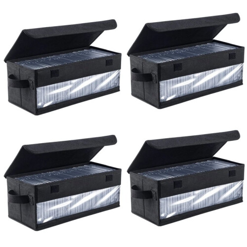 Home CD Storage Box with Handle, Tape Cassette Display Stand, DVD and Optical Disc Rack