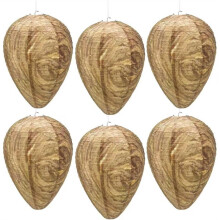 Lot de 6 Faux Nids de Guêpes Imperméables à Suspendre en Extérieur pour Terrasse, Jardin, Cour, Avant-Toit et Maison