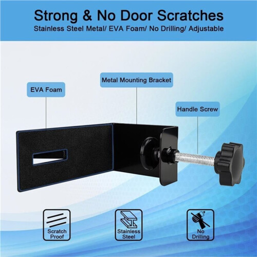 Lock Box Door Mount Bracket, Adjustable Door Hooks for Security Lock Box Keys Emergency Access, Fits Different Door