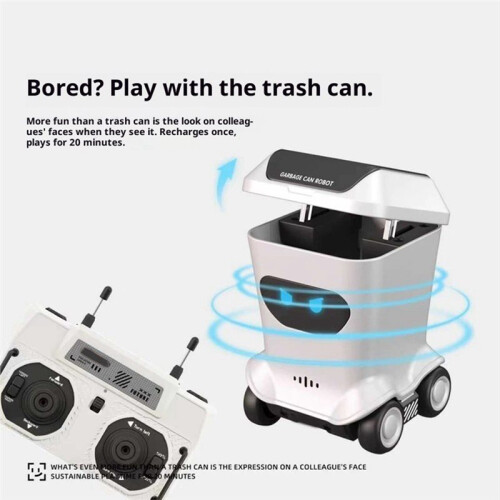 Desktop Remote Control Toy Car Garbage Can Set, Trendy Table Ornament Setup with Remote Control Trash Can 2