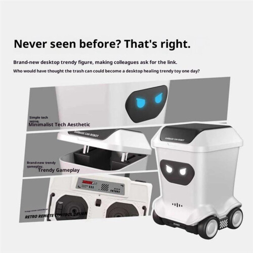 Desktop Remote Control Toy Car Garbage Can Set, Trendy Table Ornament Setup with Remote Control Trash Can