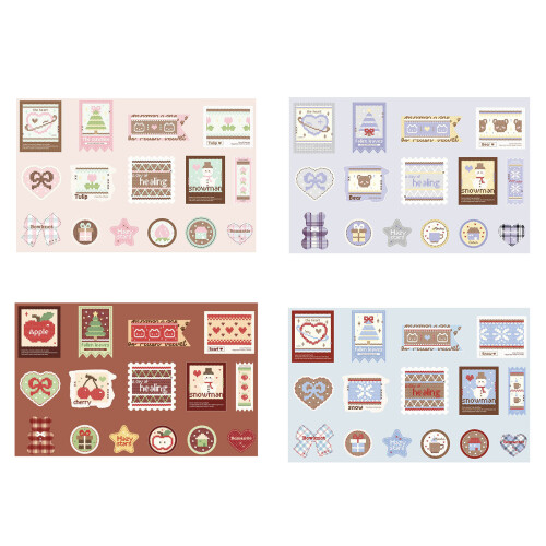 Scrapbook Sticker Retro Knitted Patterned Paper Sticker for-4 1
