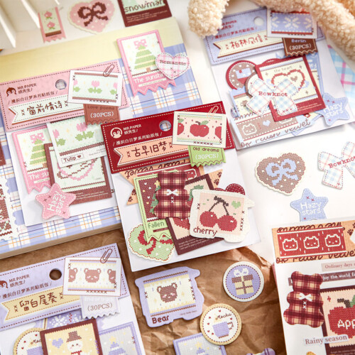 Scrapbook Sticker Retro Knitted Patterned Paper Sticker for-4 2