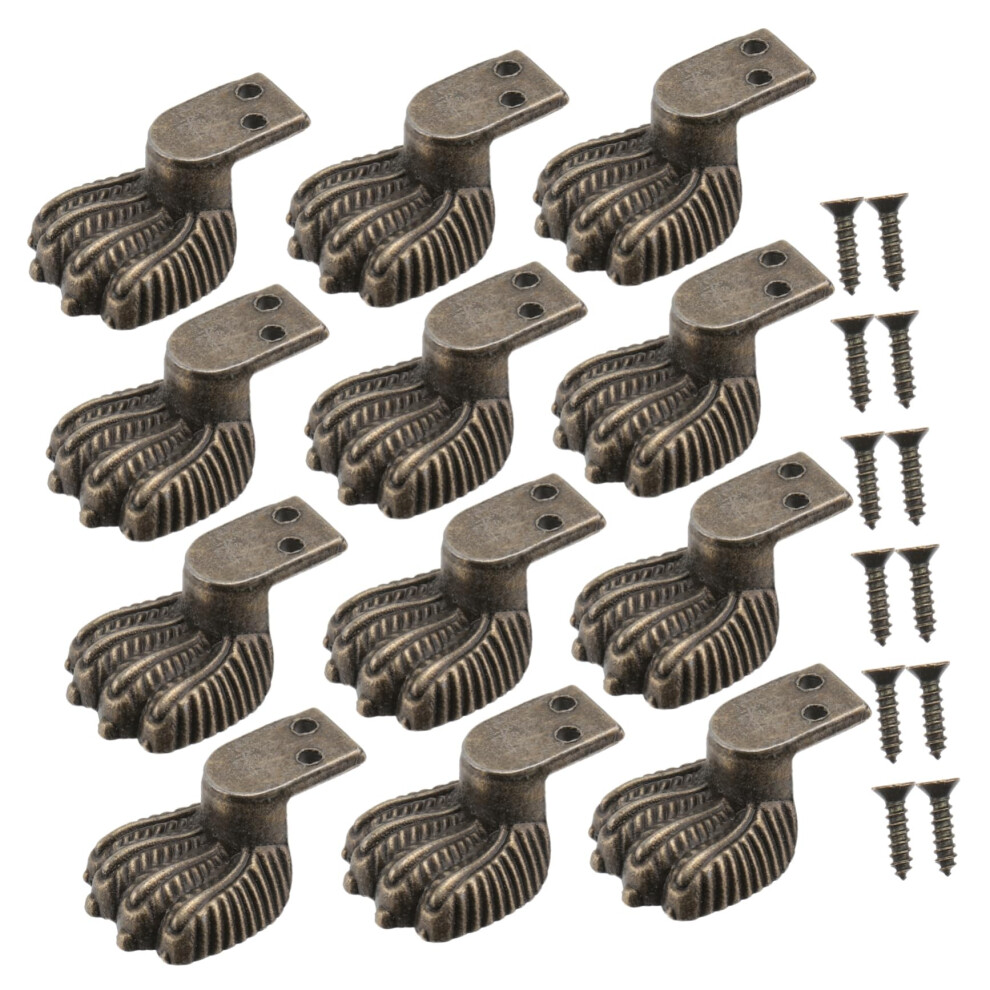 12Pcs Antique Bronze Furniture Feet Protectors For Wooden And Jewelry Boxes, Vintage Zinc Alloy Decorative Style 9771547814597
