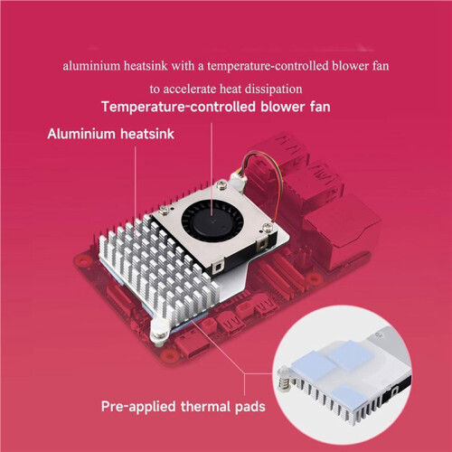 Koelventilator voor Raspberry Pi 5-Bord met Aluminium Koelblok 2