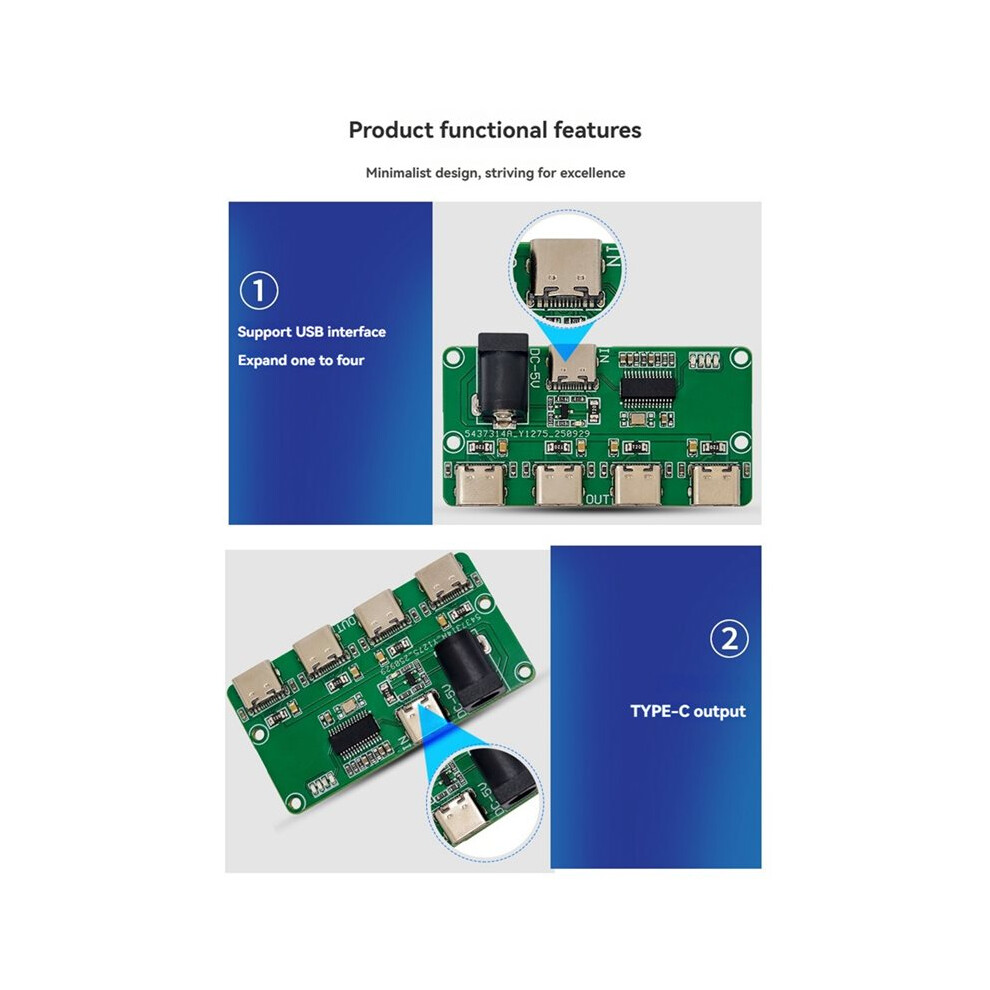 USB2.0 HUB Module 1-to-4 Hub Module 480Mbps Type-C Input Type-C Output ...
