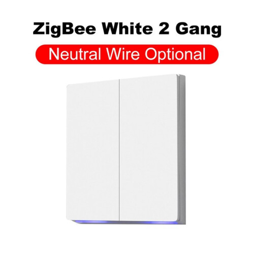 Tuya Zigbee   Wall Push Button  for AC Fan Curtain Motor Blinds Work 2 Gang Neutral Wire Required White 1