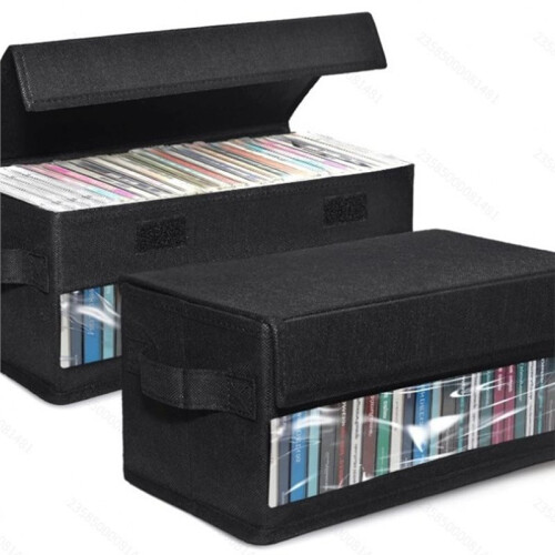 Home CD Storage Box with Handle, Tape Cassette Display Stand, DVD and Optical Disc Rack 2