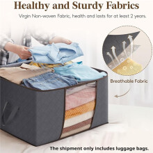 3-Pack 90L Quilt Organizer Bags, Thickened Non-Woven Cotton Quilt Storage Bags, Large Size Clothing Dust Bags