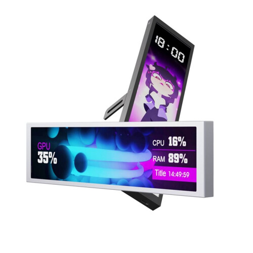 D92 Computerbehuizing Sub-Screen 9,2-Inch Lange Strip Scherm CPU-Temperatuurmonitor Prestatiebewaking DIY Wit 1