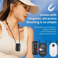 Portable Magnetic Sports Camera 1080P Thumb Action Camera Body Pocket Sport Cam with Magnetic Lanyard White