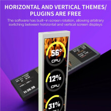 D92 Computer Case Sub-Screen 9.2-Inch Long Strip Screen CPU Temperature Monitor Performance Monitoring DIY White