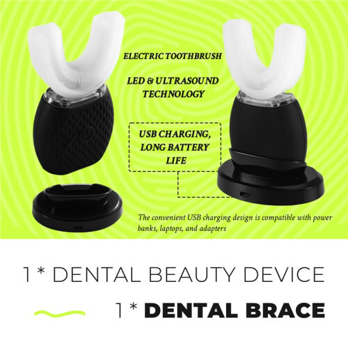 1 Set Intelligent Automatic U Type Electric Toothbrush Couples Set USB Rechargeable with Multiple Modes for Adults Use 2
