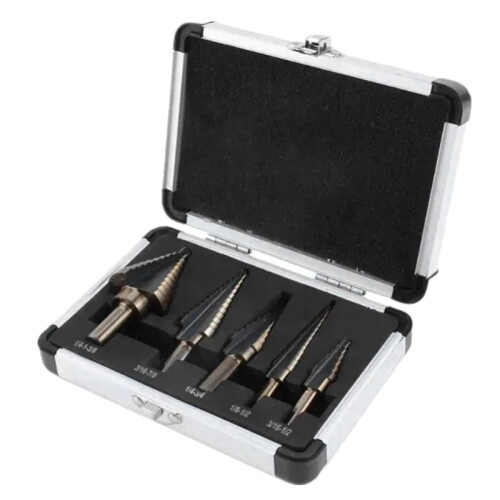 Cobalt Multiple Hole Step Drill Set Tools Aluminum Case. Metal Hole Cutter Core Cone Drilling Tools Set 2