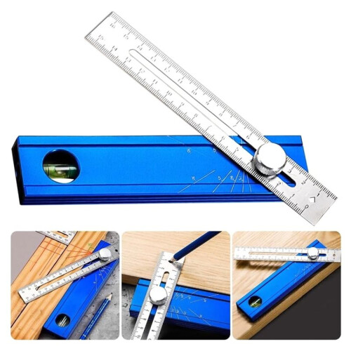 Multi-Angle Scriber Marking Tool with Bubble Level, Magnetic Aluminum Alloy Angle Finder for Woodworking 2