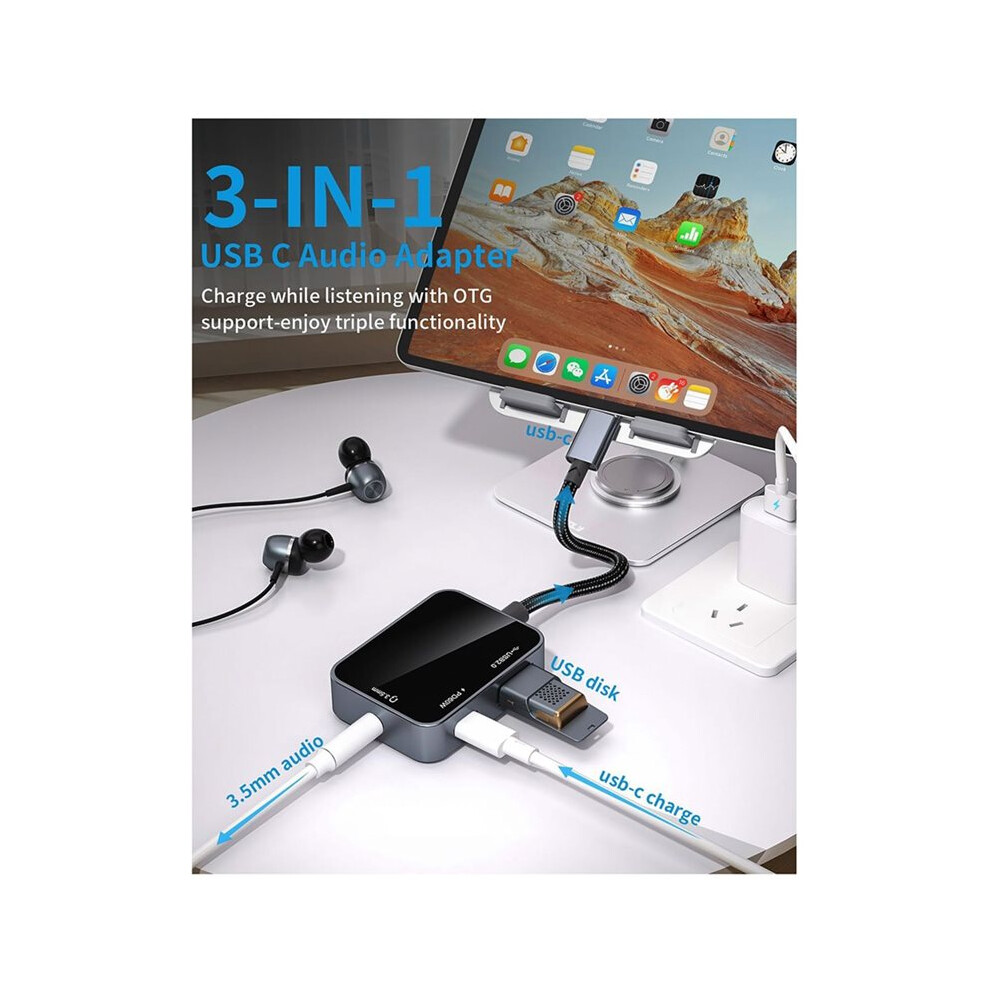Usb C To 3.5Mm Audio Adapter Usb C Headphone Adapter With Usb Otg Data Port & 60W Pd Charging Converter 4712233903619