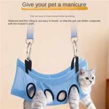 Dog Grooming Hammock 8-Hole Cat Grooming Harness Puppy NailTrimming Hammock for Cats Dogs Kittens Puppies Small Medium B