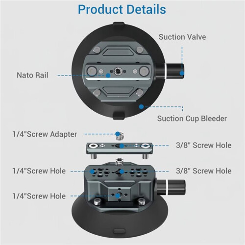 Car Suction Cup Shooting Bracket Phone Mount for Live Streaming Desktop Multi-Functional Camera Stand Tripod Adapter 1