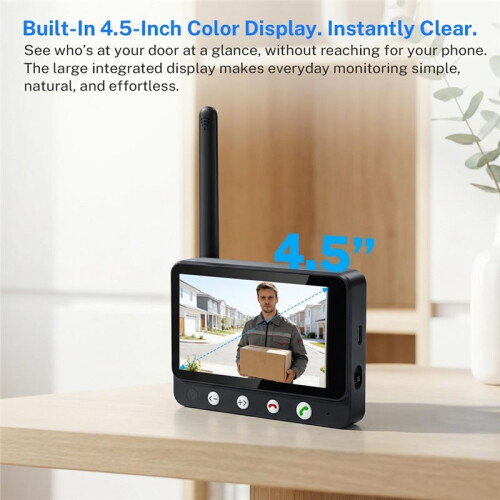 Wireless Doorbell Camera Video Intercom System with 4.5" Screen, 655ft Range, 2-Way Talk, Night Vision, Cloud.