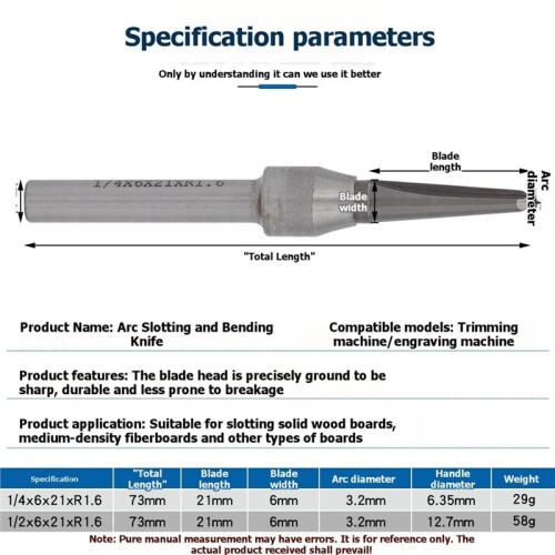 TCT Grooving Cutter Carpentry Milling Cutter Precise V-Shaped Round Bottom Grooving Tool Precise Grooving Capability 1/4 1