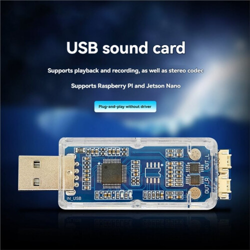 Placa de Som USB SSS1629A5 com Suporte para Reprodução e Gravação de Codecs Estéreo. Conecte e Use para Raspberry Pi/para Jetson . 2