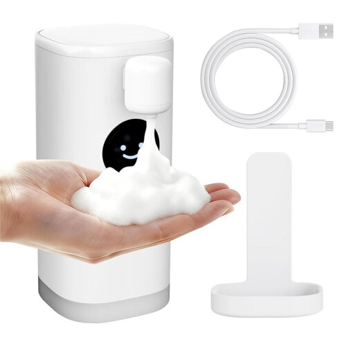Automatic Foaming Soap Dispenser Touchless  Hand Soap Dispenser with LED Smile Timer Type-C Rechargeable Waterproof 1