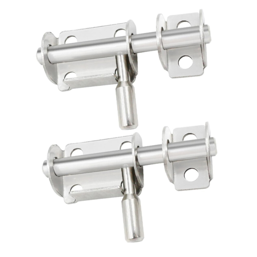 2Pcs Stainless Steel Door Bolt Latch Lock, Antitheft Nodrill Security For Sliding And Exterior Doors 9771547814764