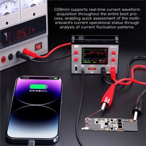 I2C C09MINI Waveform Ammeter 0-36V Input Voltage Current Tester 2 Inch HD Display Fast Scaning Measurement Tester 2