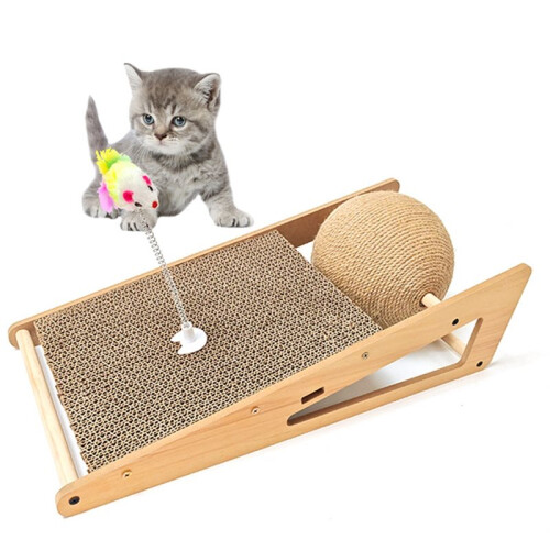 Triangular Cat Scratching Post with , Cat Bed, Wear-Resistant, Lint-Free, Scratch-Resistant Cardboard Cat Toy 2