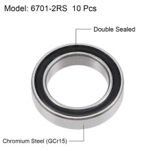 10PCS 6701-2RS 12X18X4 mm Miniature Double Rubber Sealed Deep Bearings