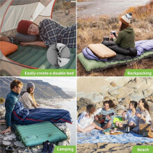 Outdoor Thickened Sleeping Pad with Pillow, Ultra-Light Inflatable Mat for Backpacking, Built-in Pump Ideal for Hiking