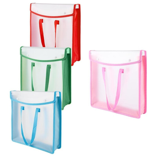 4 Pcs Scrapbook Paper Storage Organizer 4 Colors Translucent Plastic Scrapbook Organizer Document Storage Bag
