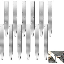 Lot de 10 Piquets Plats en Acier pour Coffrages à Béton - Piquets Robustes en Métal Massif avec Trous, Revêtement Antirouille, 40 cm (15,7 Po)
