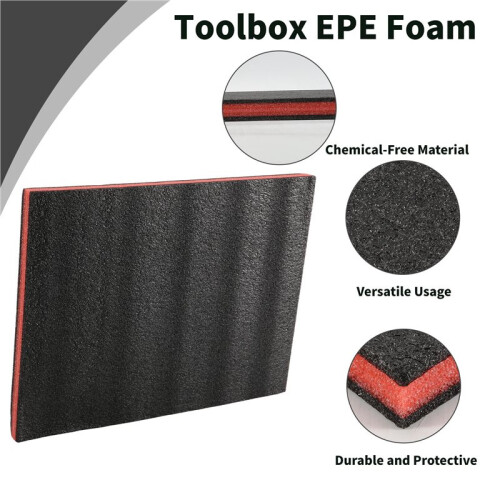 2PCS Customizable EPE Foam Sheets for Toolbox Organization, Shock-Absorbing Protection 400x300x25mm 1