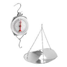 Balance Suspendue Grand Format de 50 Kg avec Pelle, Balance de Cuisine à Cadran, Balance Industrielle Argentée à Ressort
