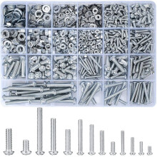 1080 Pcs Screws Bolts and Nuts Assortment Kit, Metric Machine Screws and Nuts and Flat Washers, Round Bolts Sets