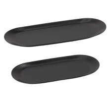 Luxurious Stainless Steel Vanity Tray Set, Decorative Trinket Serving Trays for Bedroom and Bathroom, Black
