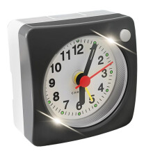 Reloj Portátil para Viajes, Reloj Silencioso de Mesita de Noche con Luz Nocturna y Función de Repetición, para Personas con Sueño Profundo