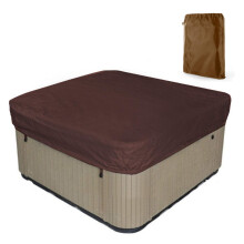Waterproof Dustproof UV Resistant Square Hot Tub Cover 231x231x30cm Brown AllSeason Spa Cover